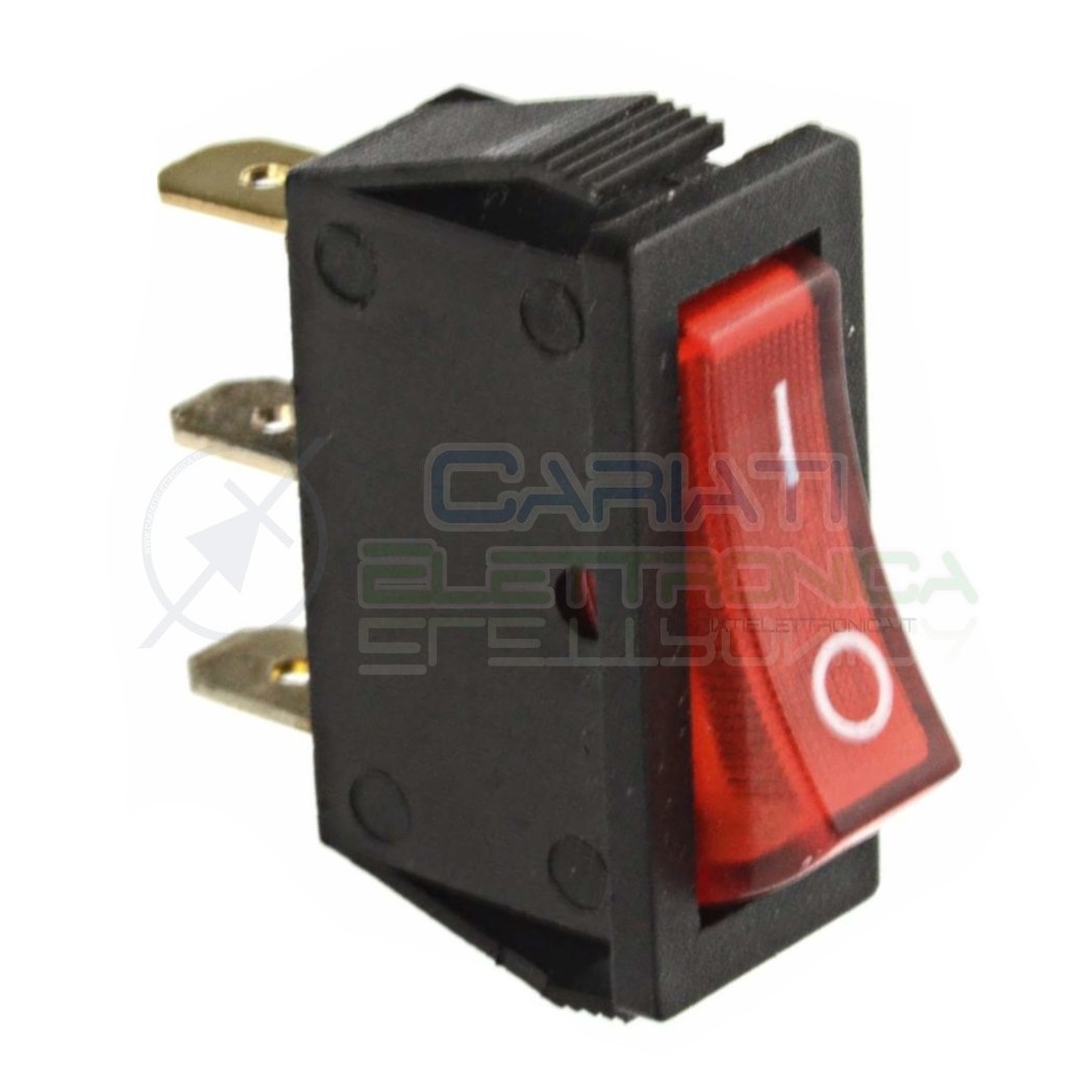 5 pezzi Iinterruttore a bilanciere 15A 250VA ROCKER Rosso Da pannello con luce