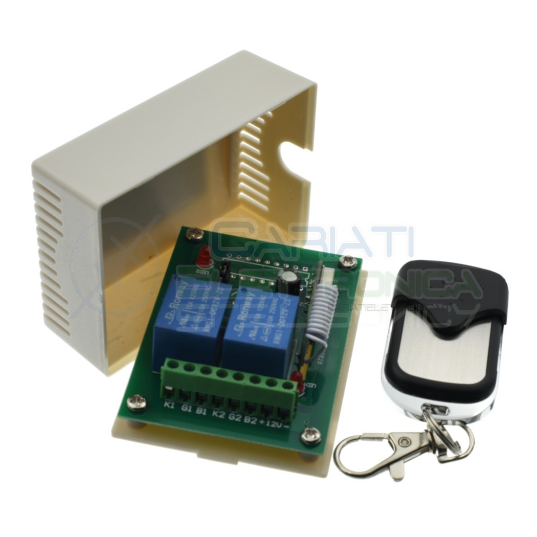 Centralina Scheda Ricevente Ricevitore 12V 433Mhz 2 Relè Canali con Telecomando