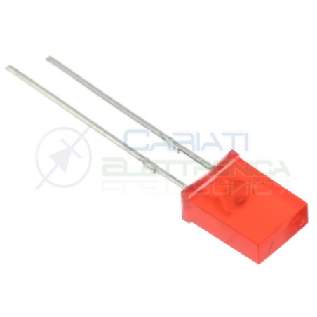 10 Pezzi Led rettangolare rettangolari 110° 2x5x7mm colore Rosso Flat Top