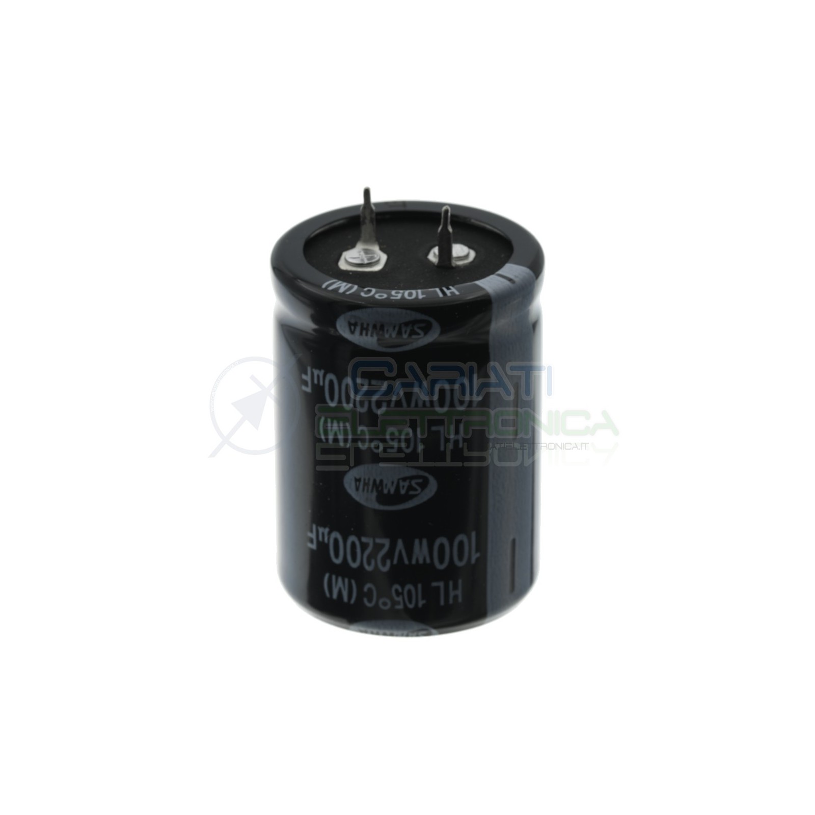 Condensatore elettrolitico Snap-in SAMWHA 2200 uF 100V 105°C 30x40mm passo 10mm Samwha