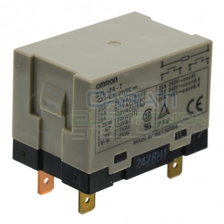 Relè G7L-2A-T G7L2AT bobina 24Vdc 24V corrente 25A contatto DPST Omron Omron