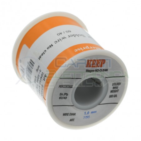 500g Stagno da 1mm 60/40 Bobina rotolo no-clean Keep per saldatura 0,5 kg  Keep