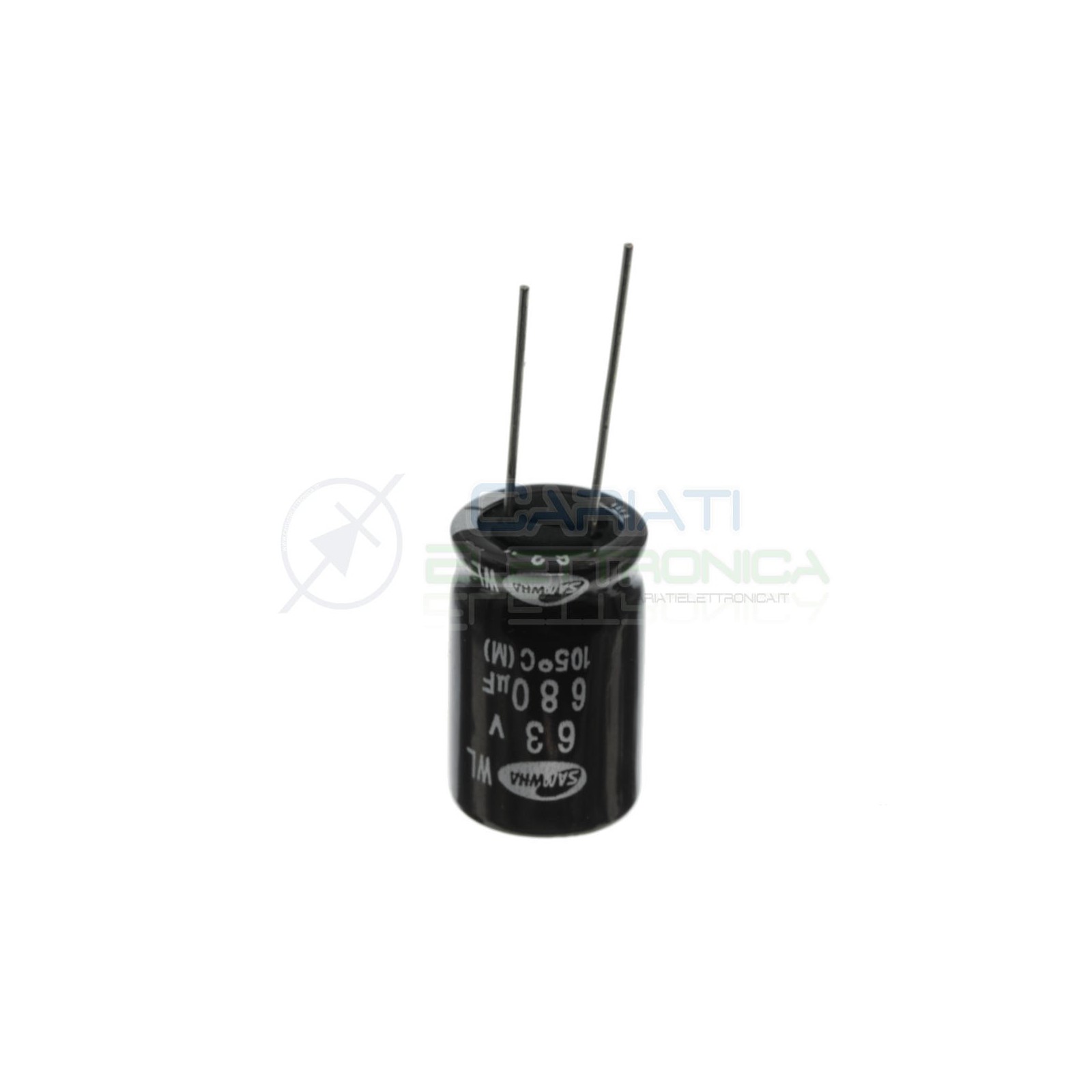 Condensatore elettrolitico 680uF 63V 105° 16x25mm passo 7,5mm Samwha Samwha