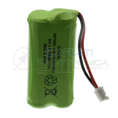 Battery pack 2,4V 800mah for cordless Rechargeable phone NiMh 2 wiresExtracell