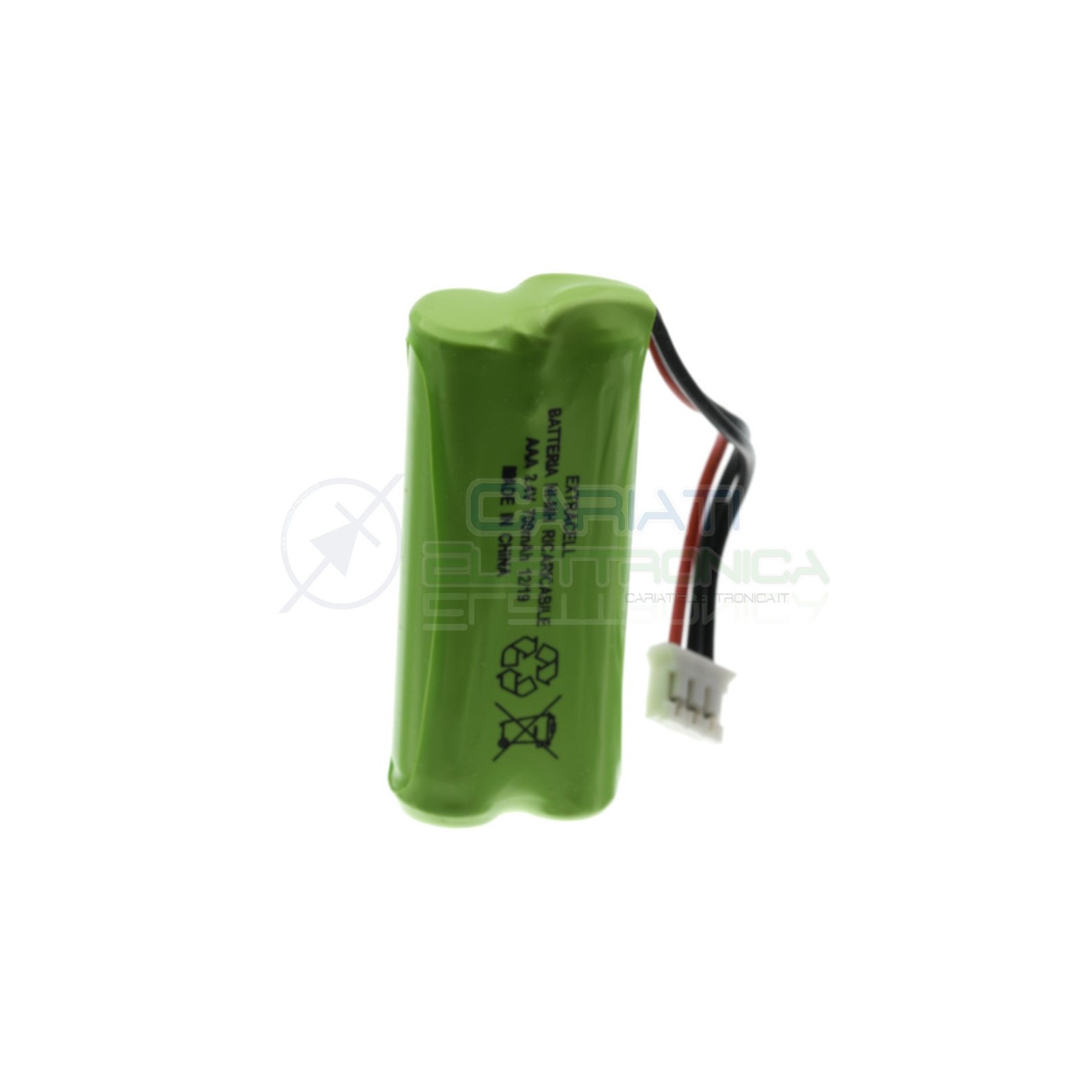Pacco Batteria 2,4V 800mah per Telefono cordless ricaricabile NiMh 3 fili Extracell