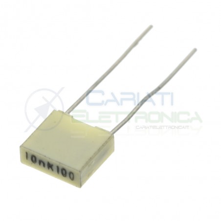 50 pezzi Condensatore in Poliestere 10nF 100Vdc 63Vac Passo 5mm Kemet