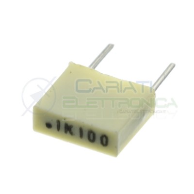 50 Pezzi Condensatore 100nF in Poliestere 100Vdc 63Vac Passo 5mm Kemet