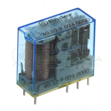 Relè 40.52.9.024.0000 Bobina 24V DPDT 8A 250VAC 30VDC Doppio scambio Finder