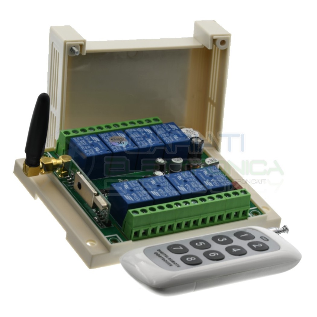 Scheda Ricevente Ricevitore 12V 24V 433 Mhz 8 Relè Canali con Telecomando