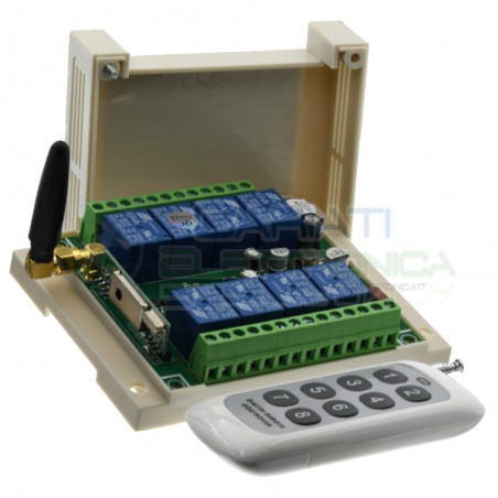Scheda Ricevente Ricevitore 12V 24V 433 Mhz 8 Relè Canali con Telecomando