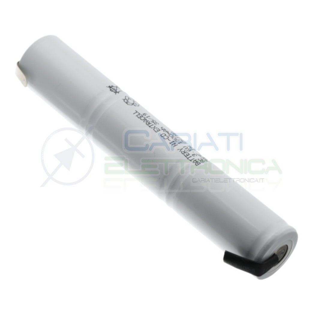 Pacco Batteria 3,6V Ricaricabile 1300mah Ni-Cd Lampada emergenza Beghelli Extracell