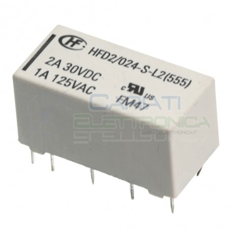 Relè HFD2/024-S-L2 Bistabile con bobina 24V Dpdt 2A 30Vdc 1A 125Vac HONGFA RELAY