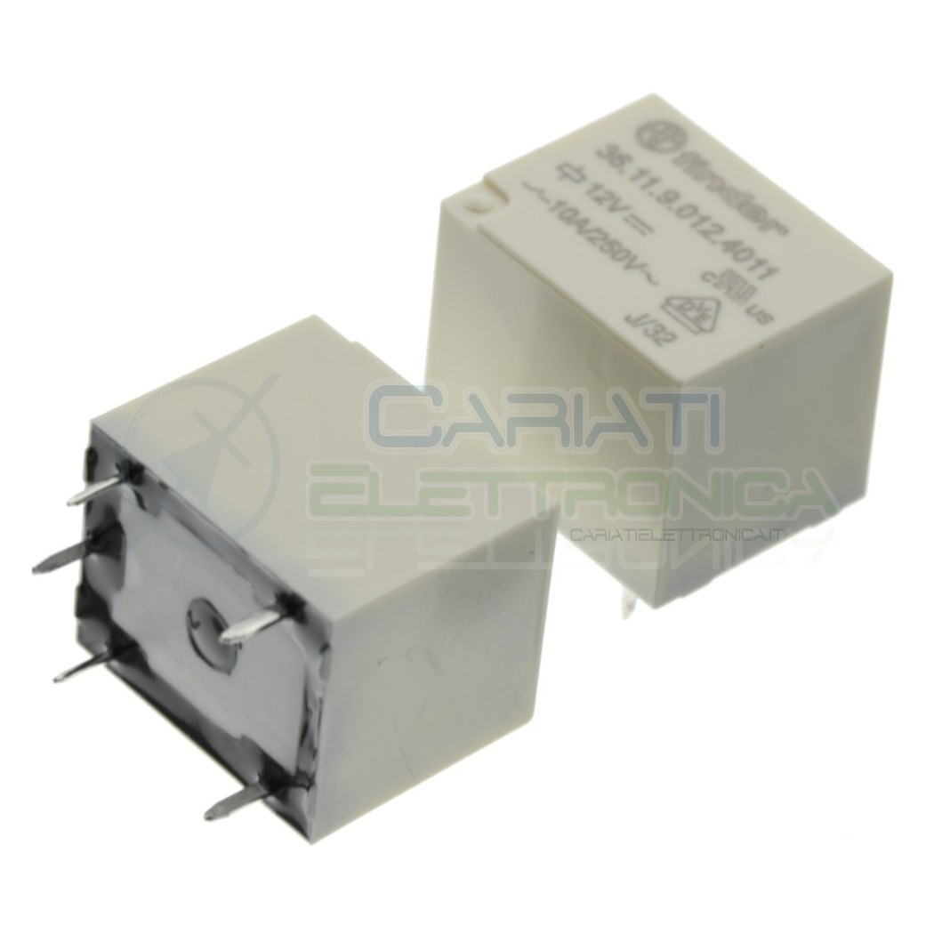 Relè 36.11.9.012.4011 bobina 12V DC SPDT 10A 30Vdc 250Vac 5 pin Finder Finder