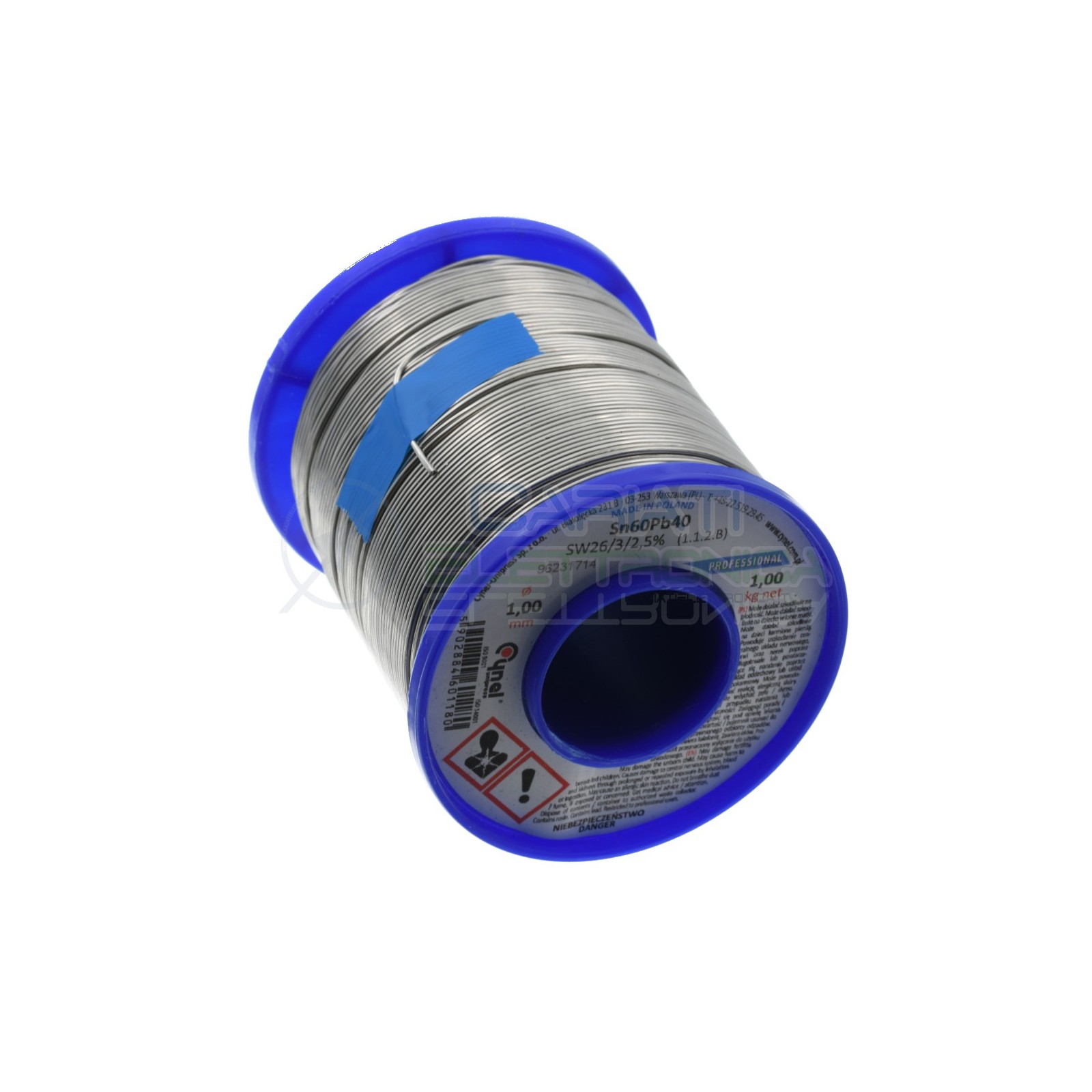 1Kg Bobina rotolo stagno 1mm Sn60 Pb40 flux 2.5% 1000gr Cynel