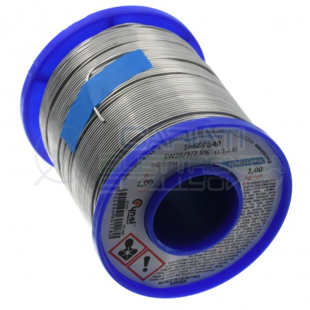 1Kg Bobina rotolo stagno 1mm Sn60 Pb40 flux 2.5% 1000gr Cynel