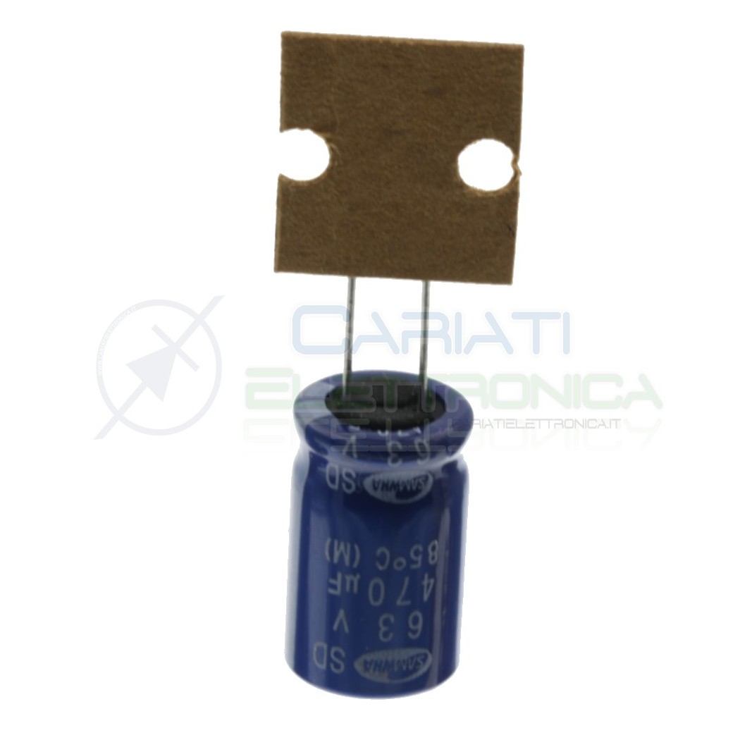 5 Pezzi Condensatore elettrolitico 470uF 63V 12X20mm 85° Passo 5mm Samwha