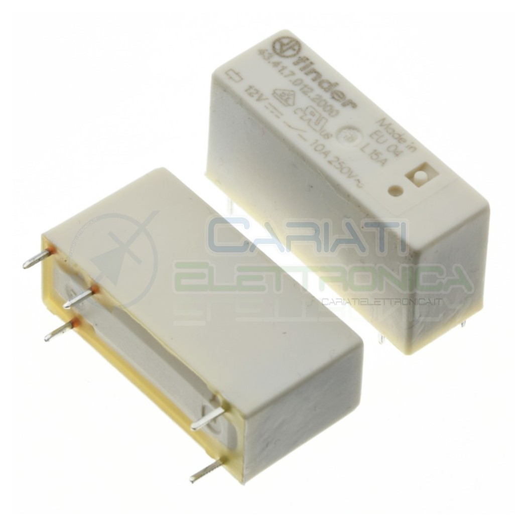Relay 43.41.7.012.2000 voltage coil 12V DC SPDT 10A 30Vdc 250Vac 5 pin FinderFinder