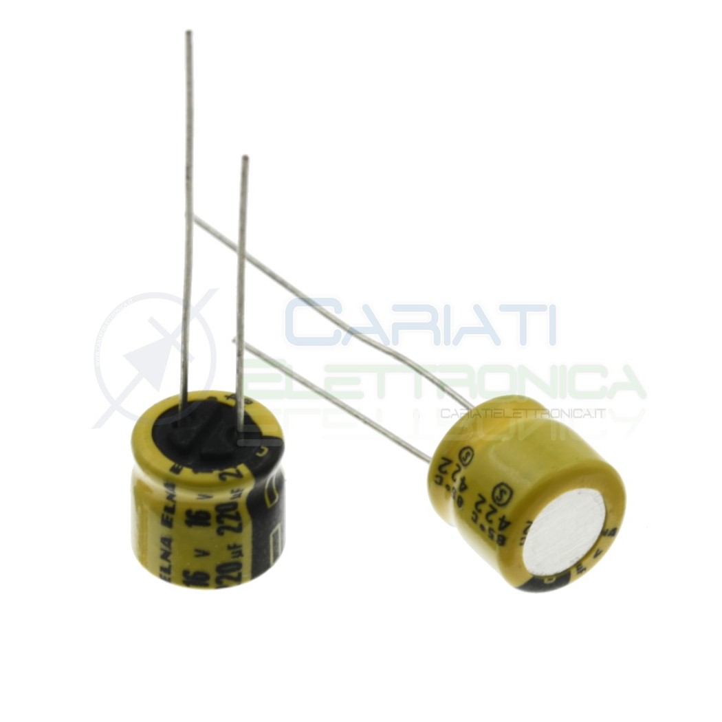 5 pezzi 220uF 16V Condensatore Elettrolitico 8x8mm 85° passo 3,5mm Elna