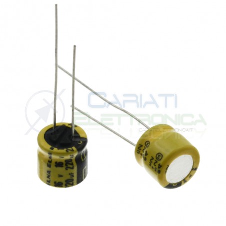 5 pezzi 220uF 16V Condensatore Elettrolitico 8x8mm 85° passo 3,5mm Elna