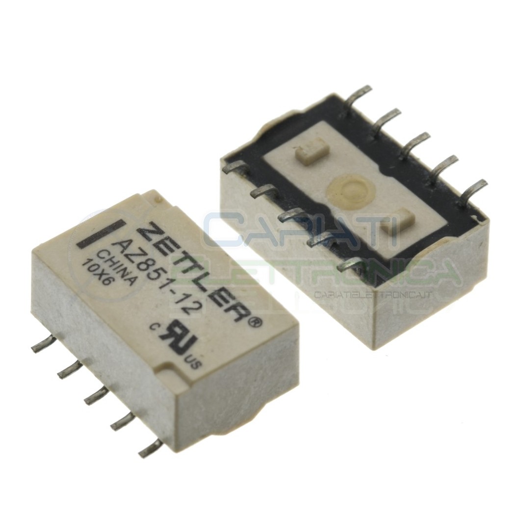 Relay AZ851-12 Voltage coil12V DPDT 1A 30Vdc 0,5A 125Vac 10 pin ZettlerZettler