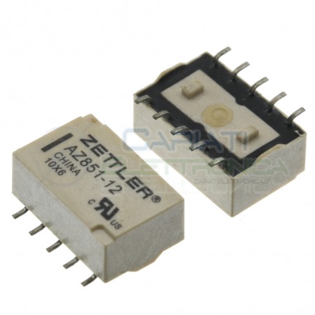 Relè AZ851-12 bobina 12V DPDT 1A 30Vdc 0,5A 125Vac 10 pin Zettler Zettler