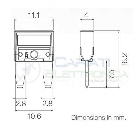 5 Pcs Blade Fuse 2A 32V fast 11,9mm for car camperMta