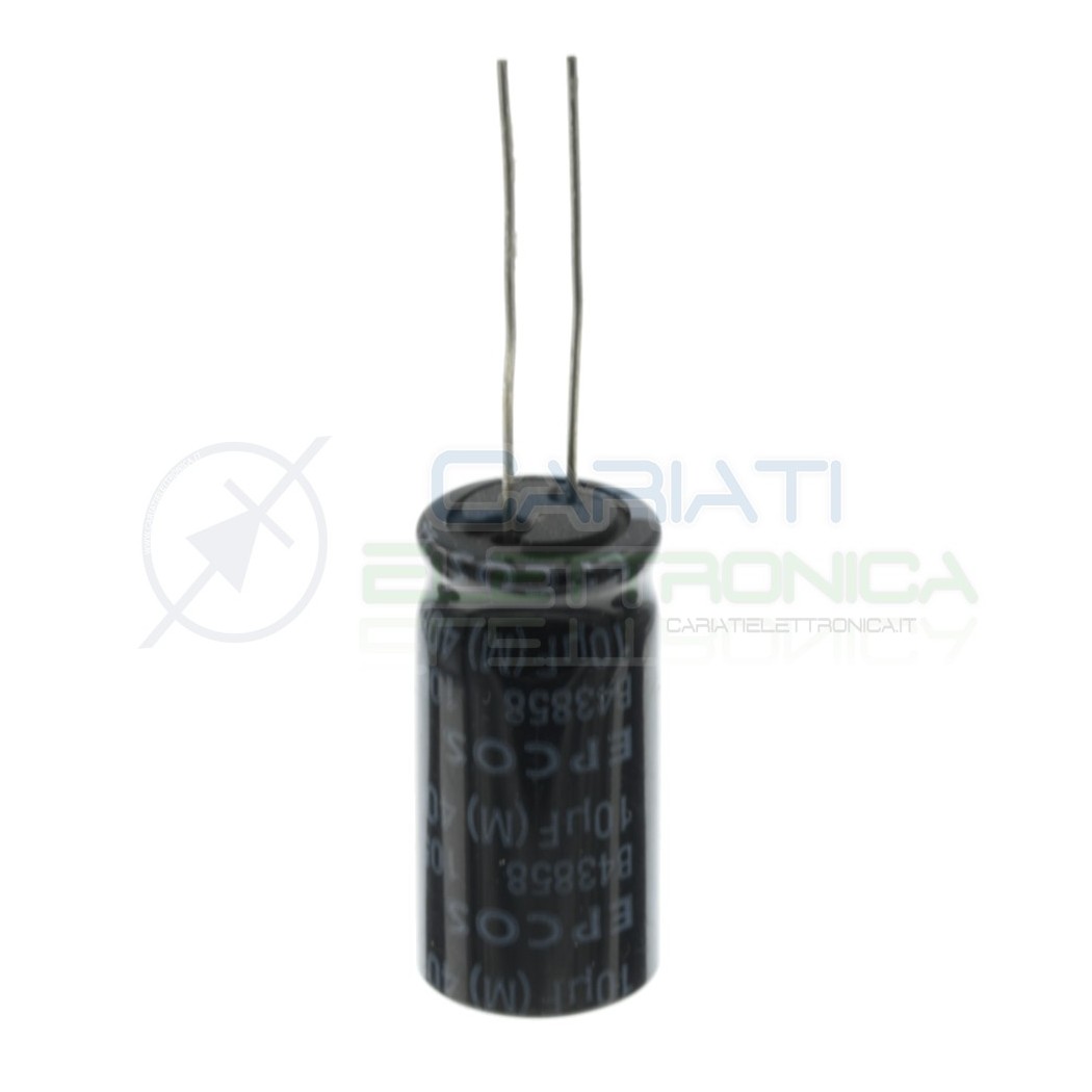 2 pezzi 10uF 400V Condensatore Elettrolitico 25x13mm 105° passo 5mm EPCOS