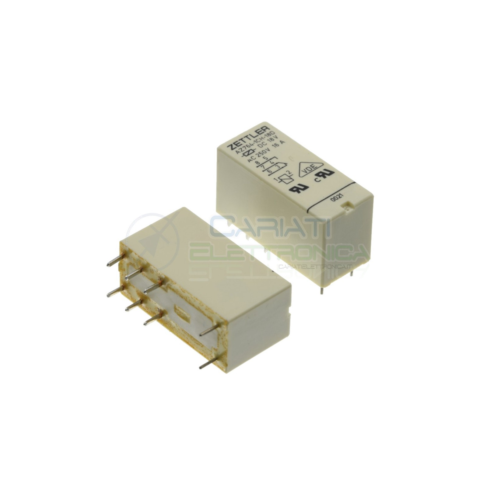 Relè AZ764-1CH-18D Bobina 18V SPDT 16A 30Vdc 16A 250Vac 8 pin Zettler