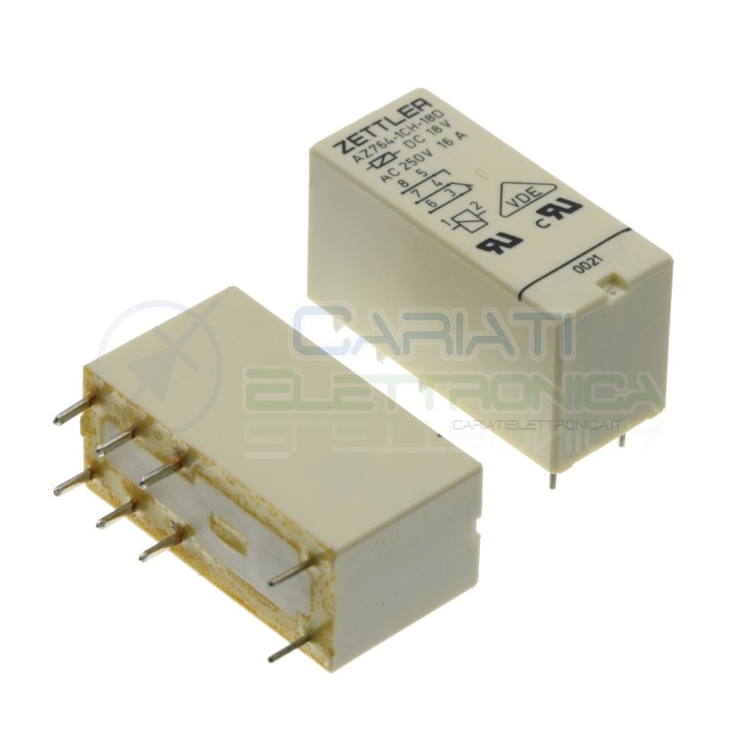 Relay AZ764-1CH-18D Voltage coil18V SPDT 16A 30Vdc 16A 250Vac 8 pinZettler