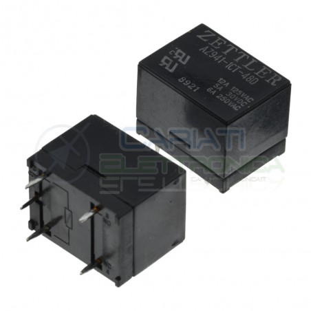 Relè AZ941-1CT-48D Bobina 48V SPDT 5A 30Vdc 6A 250Vac 5 pin Zettler