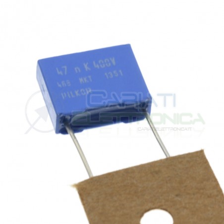 5 Pezzi Condensatore 47nF 400V in Poliestere MKP Passo 10mm 10% PILKOR ELECTRONICS