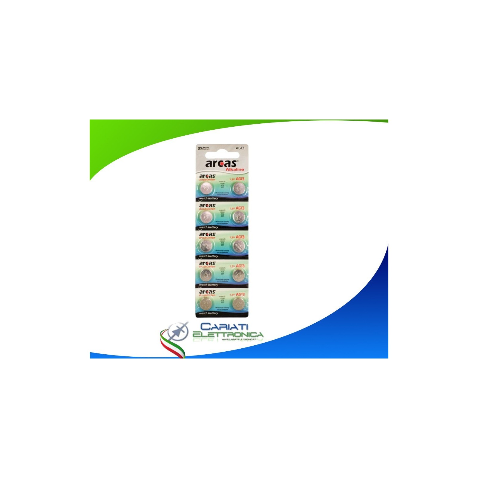 10 BATTERIE ALCALINE A BOTTONE 1.55 V AG13 357A LR44