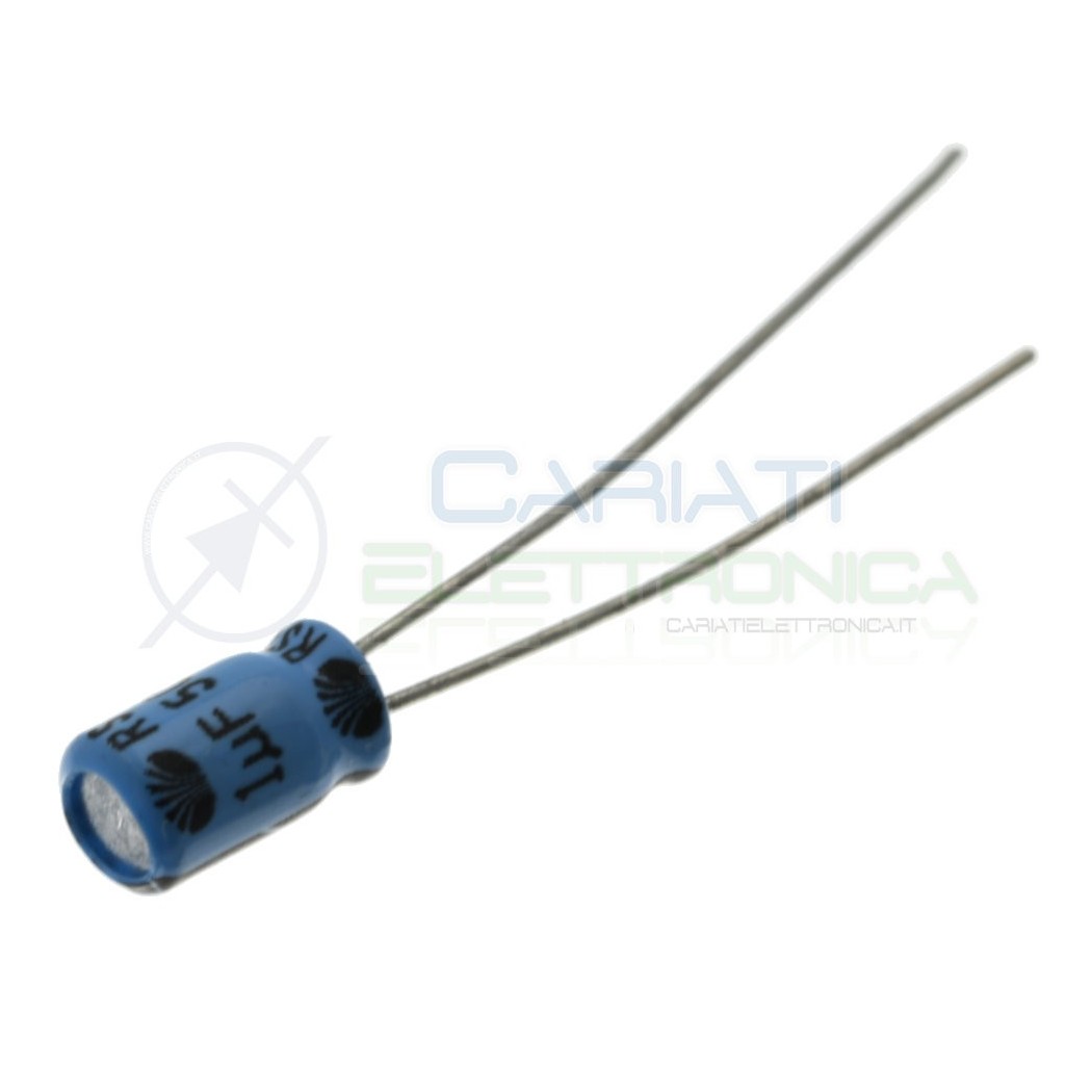 5 pezzi 1uF 50V Condensatore Elettrolitico 4X7mm 85° passo 2mm Samsung