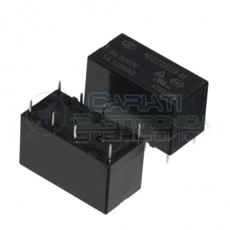 Relè HFD27/024-M Bobina 24V DPDT 2A 30Vdc 1A 125Vac 8 pin HONGFA RELAY