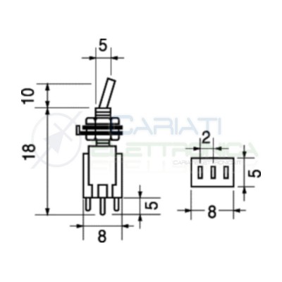 Interruttore Deviatore a Leva ON ON 3A 125V 3 Pin SPDT da Circuito Stampato