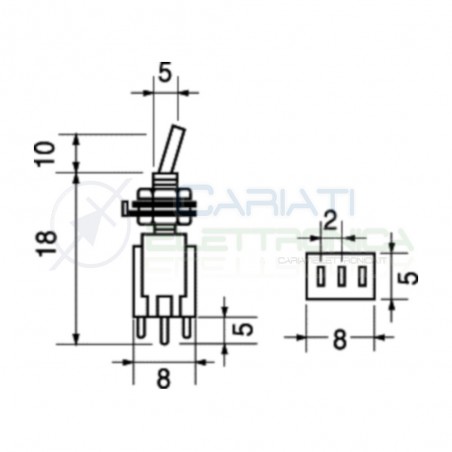 Toogle switch micro ON ON 3A 125V 3 Pin SPDT for pcb