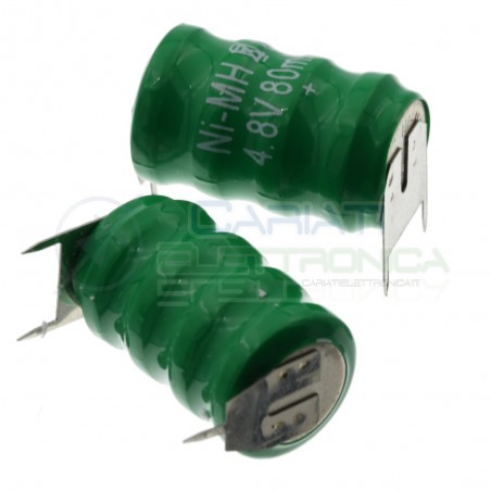 Batteria Tampone Pc Ricaricabile NI-Mh 4,8V 80mAh a Saldare Per Circuiti Stampati con terminali Extracell