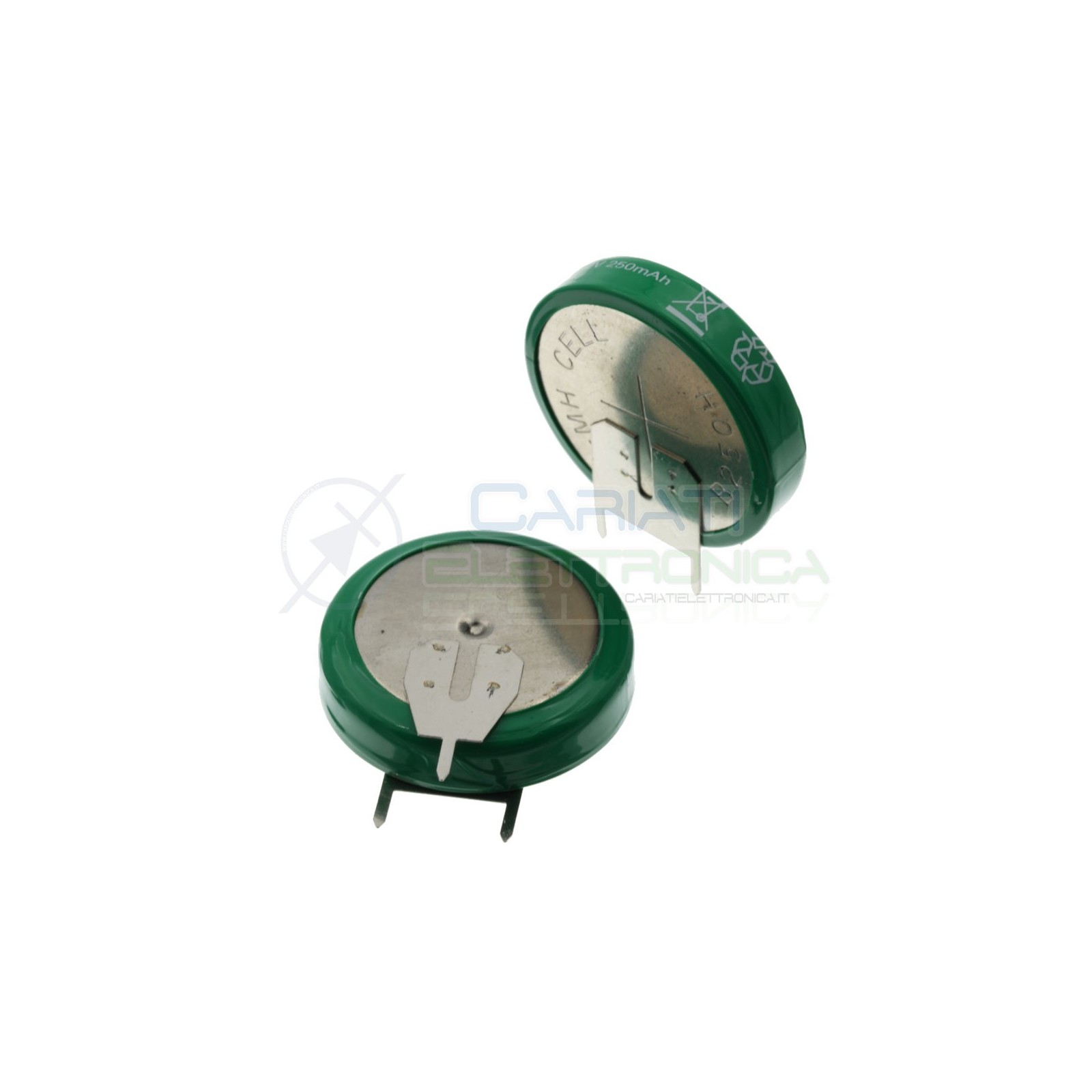 Batteria Tampone Pc Ricaricabile NI-Mh 1,2V 250mAh a Saldare Per Circuiti Stampati con terminali Extracell