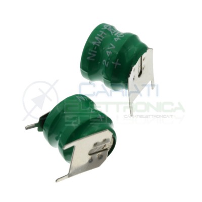 Batteria Tampone Pc Ricaricabile NI-Mh 2,4V 80mAh a Saldare Per Circuiti Stampati con terminali