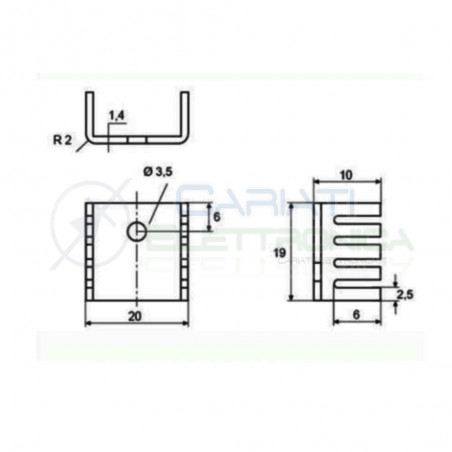 2 Pcs Heatsink in aluminium 20x10x19mm