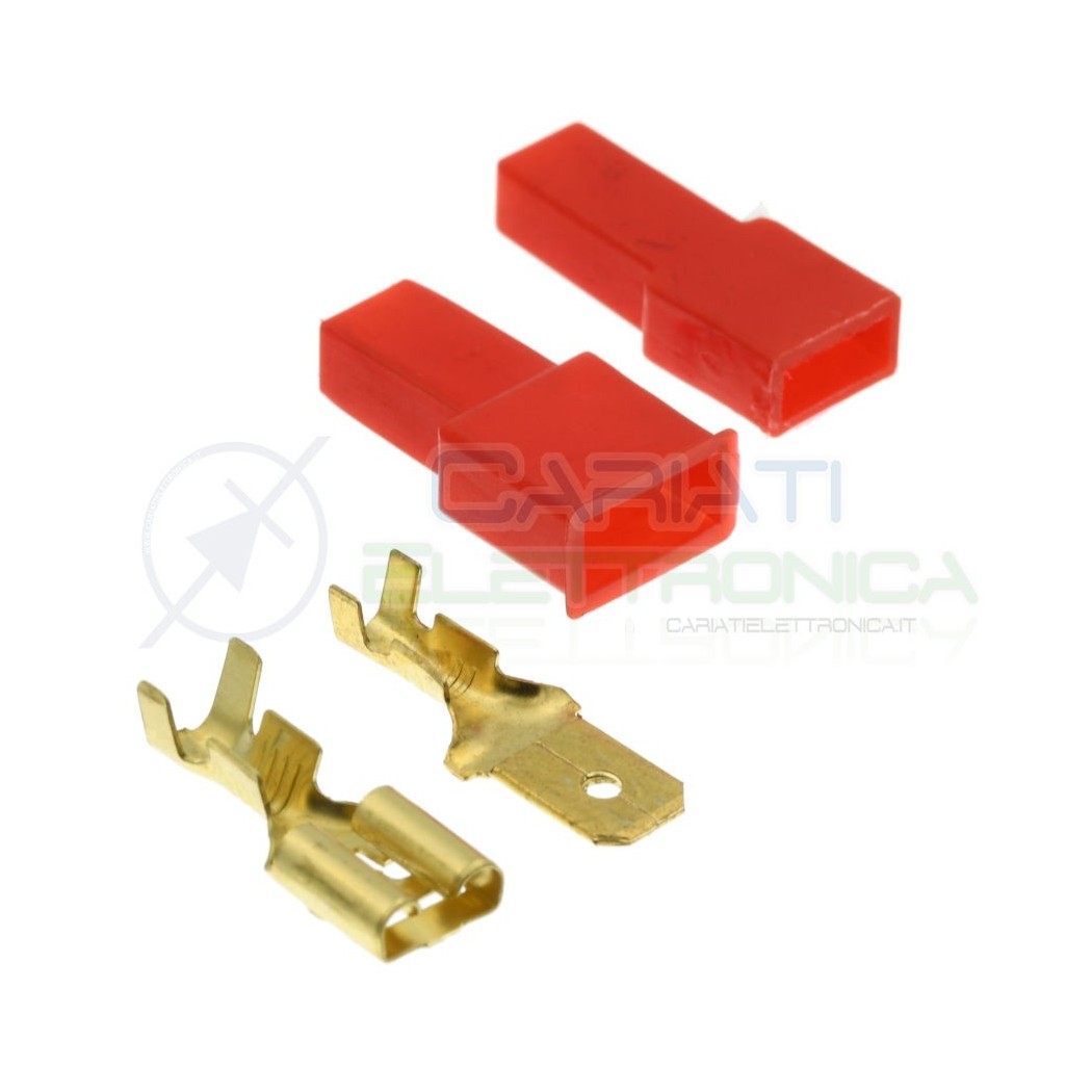 Kit 10 Pcs Faston Male Female 6,35x0,8mm with Cover red male female