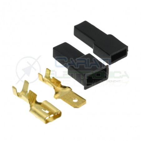 Kit 10 Pezzi Faston Maschio Femmina 6,35x0,8mm con 10 Coprifaston Neri Maschio Femmina
