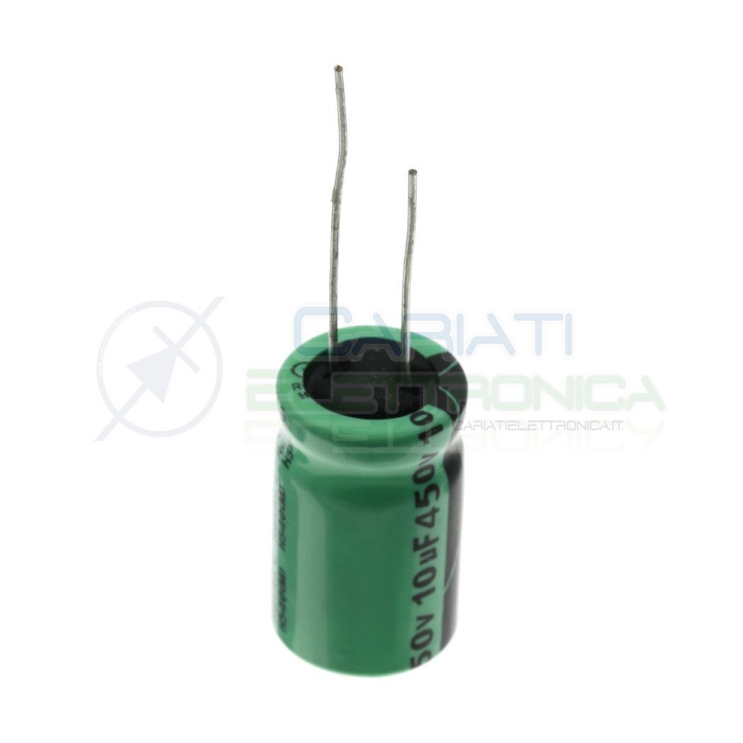 Capacitor electrolytic 10uF 450V 105°C 12,5X20mm pitch 5mmLelon
