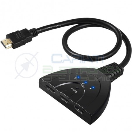 Splitter Hdmi 3 ingresso 1 uscite selezionabili con switch Hd Hdtv Generico