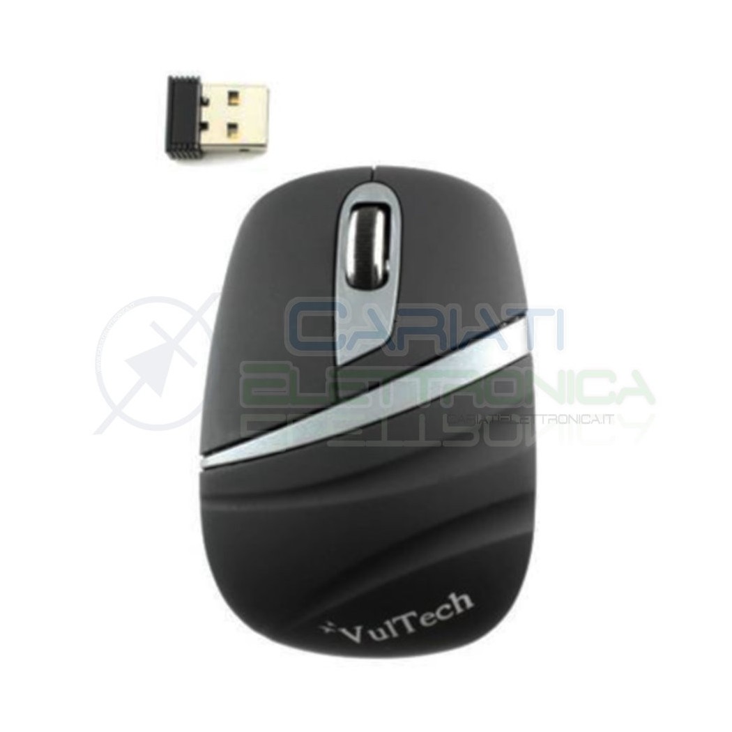 Mouse ottico wireless Wifi USB 1600 DPI per Notebook PC Computer 1600 DPI 2,4GVultech