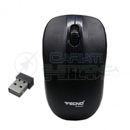Mouse ottico wireless Wifi Usb 1600 DPI per Notebook PC Computer 1600 DPI 2,4GTecno Accessori