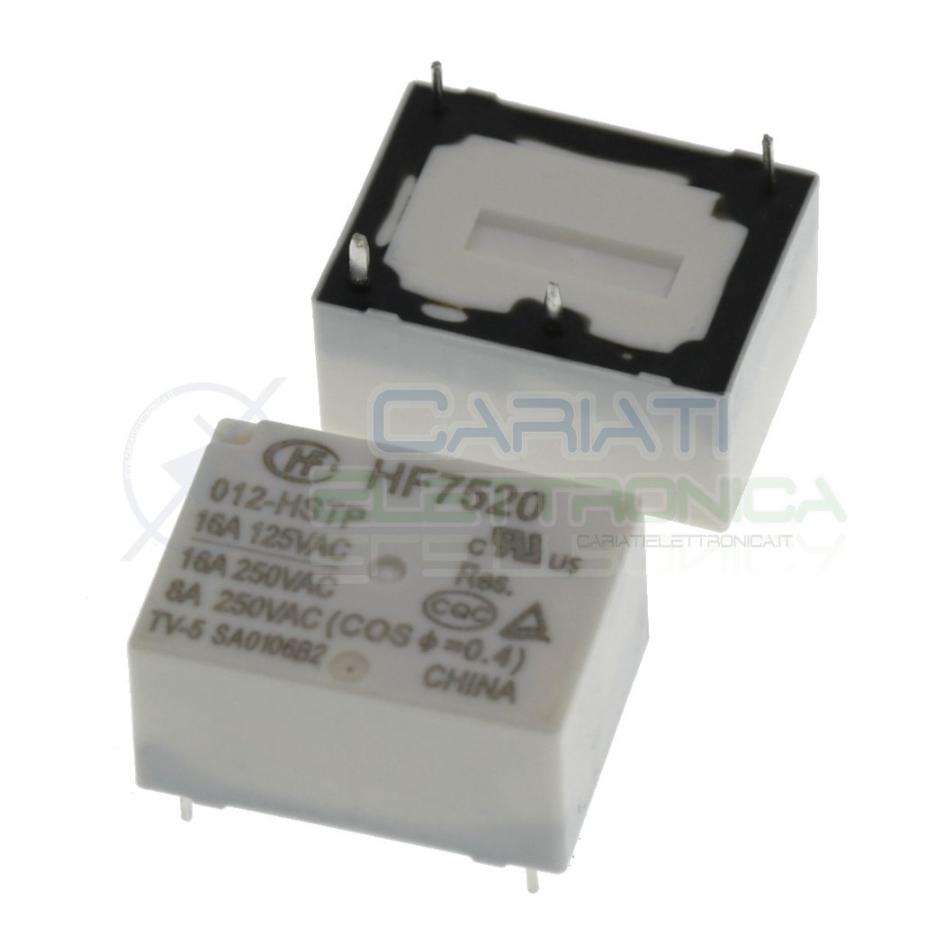 Relè HF7520-012-HSTP bobina 12V SPST 10A 30Vdc 16A 250Vac 4 pin HONGFA RELAY
