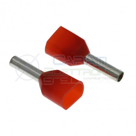 10 Pezzi Connettore a tubo preisolato Doppio 2x1.00 Rosso capicorda elettrici Cembre