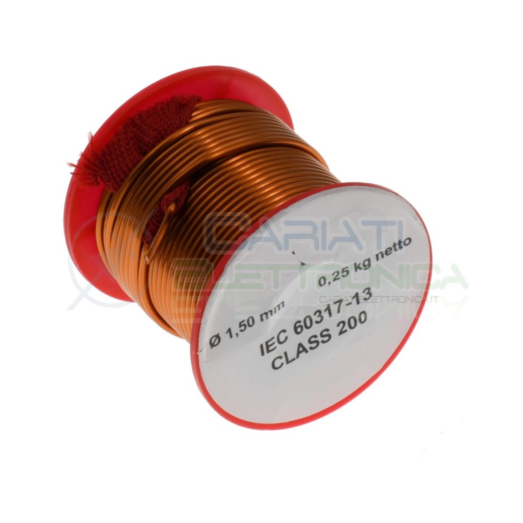 Rotolo filo di rame 1,5mm 250g per avvolgimenti singolarmente smaltato Rocchetto Cavo Bobina 0,25KgSynflex