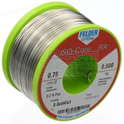 500g Reel soldering wire 1mm Sn99 Cu1 flux 2,2% lead freeFelder